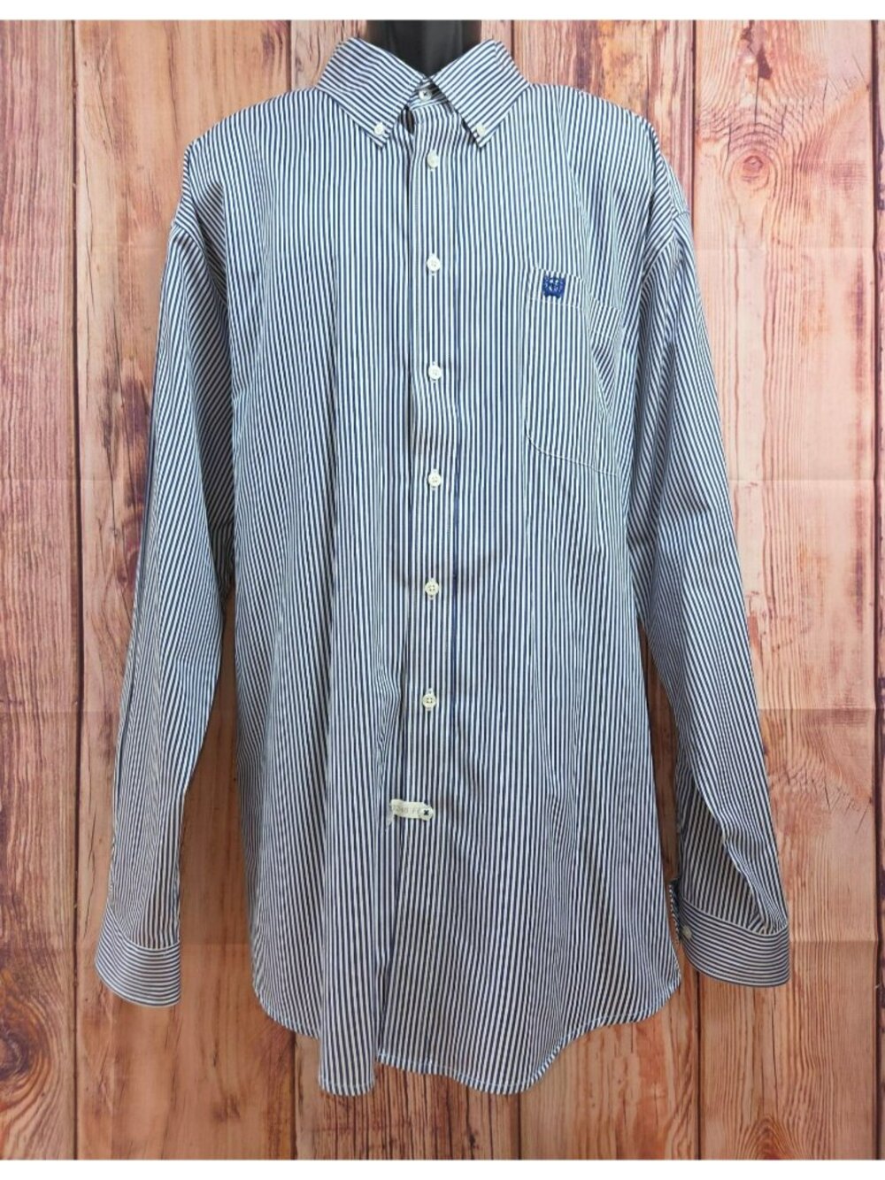 Cinch Mens Blue & White Striped Button-Up Shirt 3XL Long Sleeve